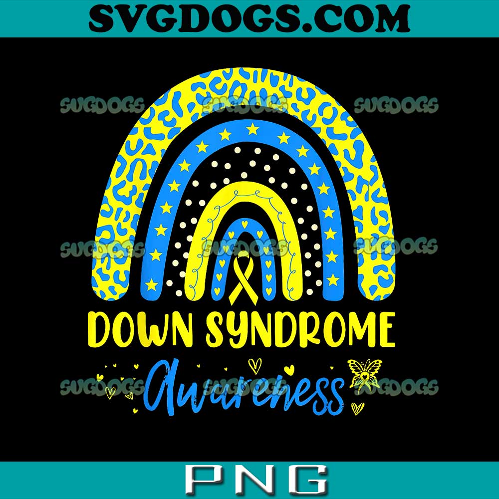 We Wear Yellow and Blue PNG, Down Syndrome Awareness Rainbow PNG, Breast Cancer  PNG