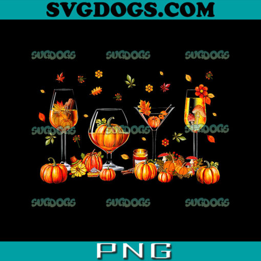 Wine Glasses Drinking Party Pumpkin Fall Season Thanksgiving PNG