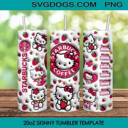 3D Inflated Hello Kitty Starbucks Coffee 20oz Tumbler Wrap PNG, Hello Kitty Tumbler Wrap PNG File