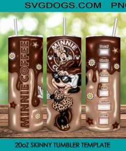 3D Inflated Minnie Mouse Coffee 20oz Tumbler Wrap PNG