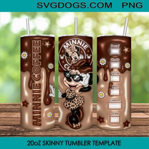 3D Inflated Minnie Mouse Coffee 20oz Tumbler Wrap PNG