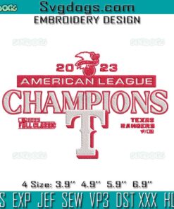 American League Champions 2023 Rangers Embroidery, Texas Rangers MLB Embroidery