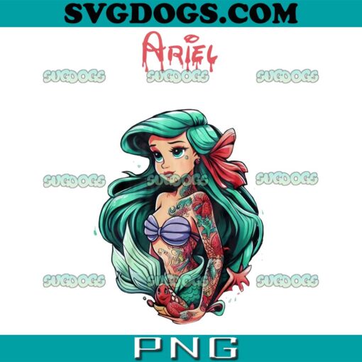 Ariel The Little Mermaid PNG, Disney Princess Tattoo PNG, Disney Christmas PNG