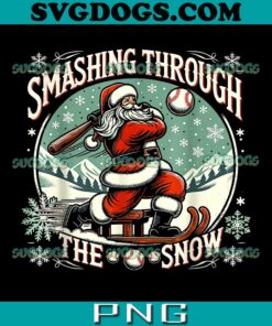 Baseball Player Christmas Santa PNG, Smashing Through The Snow PNG