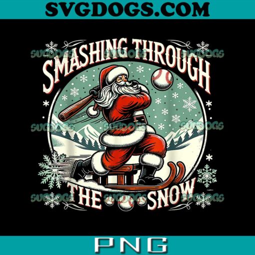 Baseball Player Christmas Santa PNG, Smashing Through The Snow PNG