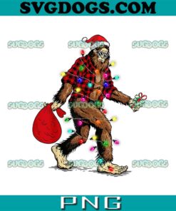 Bigfoot Carrying Christmas Tree Sasquatch Pajama PNG, Bigfoot Christmas PNG