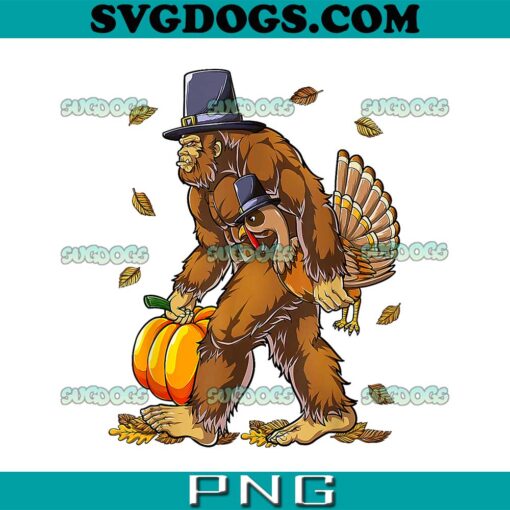 Bigfoot Turkey Pumpkin PNG, Thanksgiving Day PNG