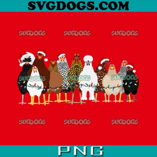 Christmas Chickens PNG, Cute Chicken Farm Animals Holiday PNG, Trendy Santa Hat Animal Farmer PNG