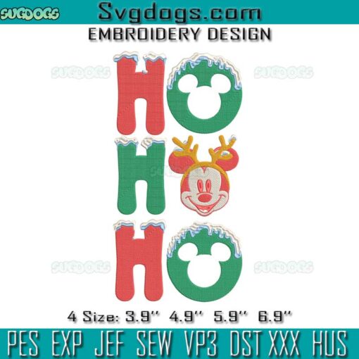 Christmas Ho Ho Ho Mickey Embroidery, Disney Christmas Embroidery