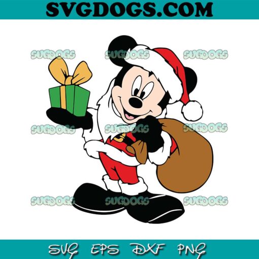 Christmas Mickey Mouse And Gift SVG, Christmas Mickey SVG PNG EPS DXF