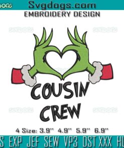 Cousin Crew Grinch Embroidery, Christmas Grinch Hand Embroidery