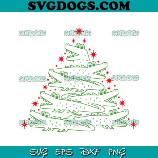 Crocodile Christmas Tree SVG, Alligator Christmas SVG DXF EPS PNG