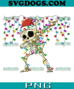 Dabbing Christmas PNG, Dabbing Skeleton Christmas Lights On Happy Holidays PNG