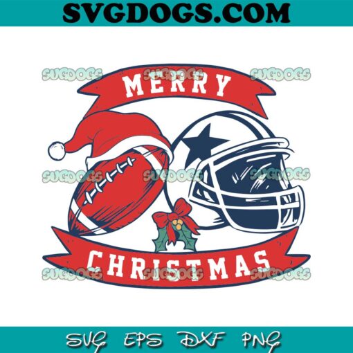 Dallas Cowboy Merry Christmas SVG, NFL Christmas Logo SVG, Cowboys NFL Santa Hat SVG PNG EPS DXF