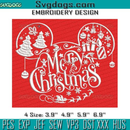 Disney Merry Christmas Embroidery, Mickey Christmas Embroidery