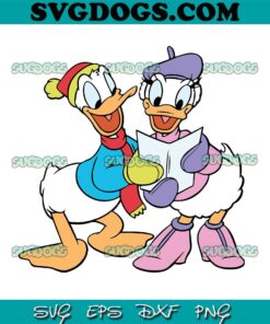 Donald And Daisy Duck Christmas SVG, Donald Duck And Daisy Duck Reading SVG PNG EPS DXF