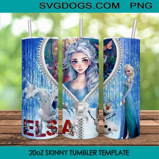 Elsa Christmas 20oz Skinny Tumbler PNG, Princess Christmas Tumbler Sublimation Design PNG Download