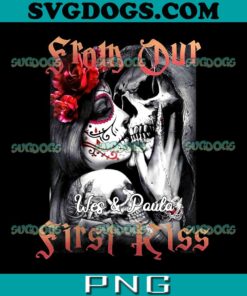 From Our First Kiss PNG, Sugar Skull With Roses Goth Lovers PNG