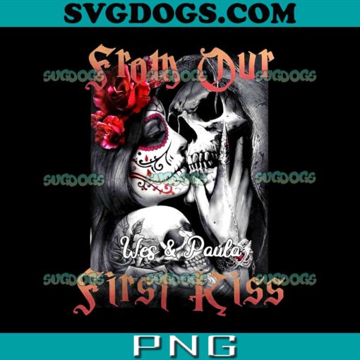 From Our First Kiss PNG, Sugar Skull With Roses Goth Lovers PNG