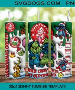 Grinch And Stitch Christmas Tumbler Wrap PNG, Grinchmas Coffee Tumbler Wrap PNG File