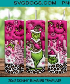 Grinch Christmas Leopard Tumbler Wrap PNG, Grinchmas Tumbler Wrap PNG File