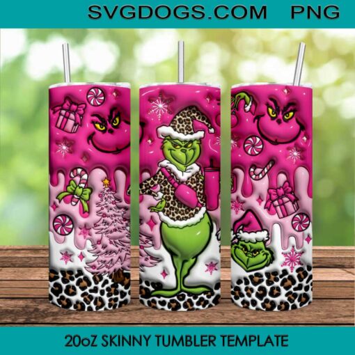 Grinch Christmas Leopard Tumbler Wrap PNG, Grinchmas Tumbler Wrap PNG File