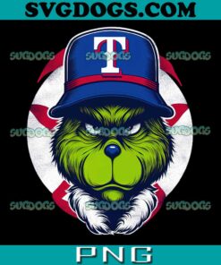 Grinch ChristmasTexas Rangers PNG, Grinch Face Texas Rangers PNG, Grinch Baseball PNG