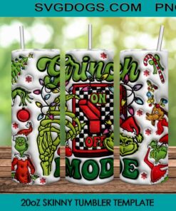 Grinch Mode On Tumbler Wrap PNG, Retro Christmas Season Tumbler Wrap PNG File