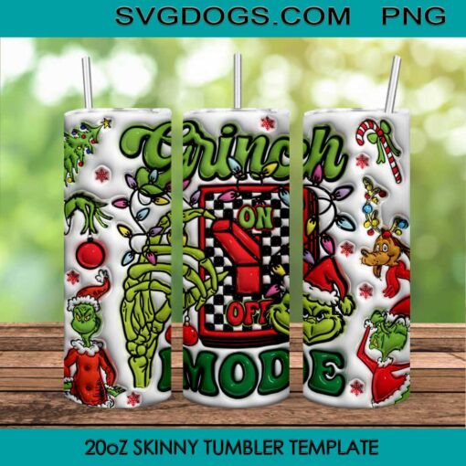 Grinch Mode On Tumbler Wrap PNG, Retro Christmas Season Tumbler Wrap PNG File