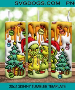 Grinch Pikachu Christmas Tumbler Wrap PNG, Pikachu Christmas Tumbler Wrap PNG File