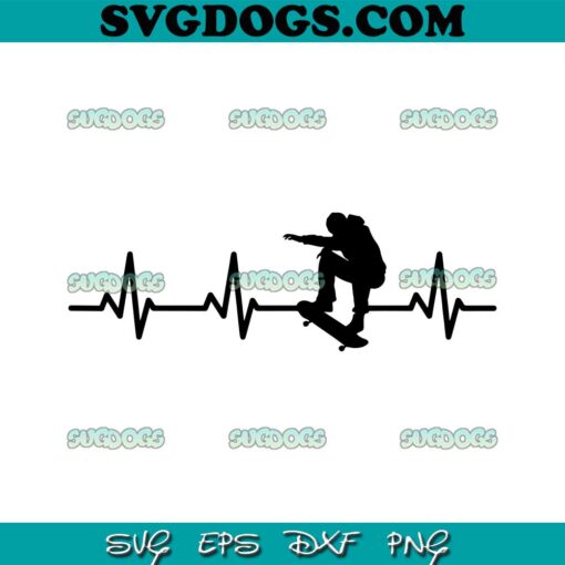 Heartbeat Skateboard SVG, Skater Heartline Skateboarding Fan Skateboard Deck SVG PNG DXF EPS