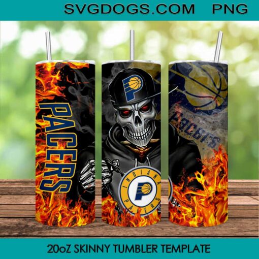 Indiana Pacers Tumbler wrap PNG, NBA Indiana Pacers 20oz Skinny Tumbler Template PNG