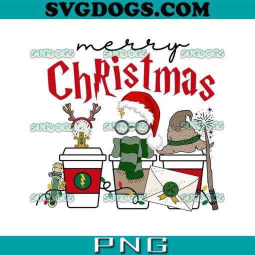 Magical Wizard Christmas PNG, Merry Harry Potter Coffee PNG, Harry Potter Christmas PNG