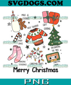 Merry Christmas Day PNG, Christmas Lights PNG, Hanging Stockings PNG