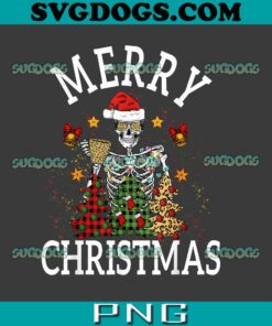 Merry Christmas Skull Skeleton PNG, Christmas Skull PNG, Skeleton Santa Hat PNG