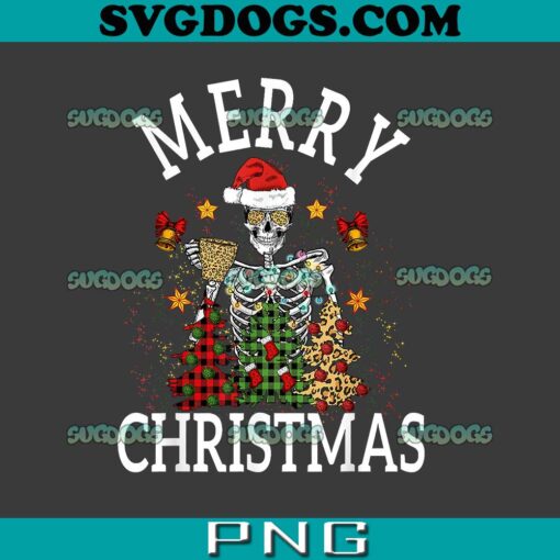 Merry Christmas Skull Skeleton PNG, Christmas Skull PNG, Skeleton Santa Hat PNG