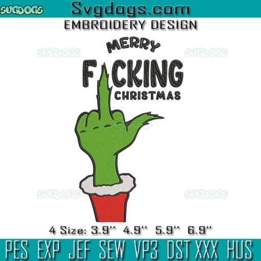 Merry Fucking Christmas Embroidery, Grinch Hand Embroidery