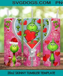 Inflated 3D Grinchmas Coffee 20oz Skinny Tumbler PNG, Merry Grinchmas Tumbler Sublimation Design PNG Download