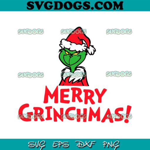 Merry Grinchmas SVG PNG, Grinch Santa Hat SVG, Christmas SVG PNG DXF EPS