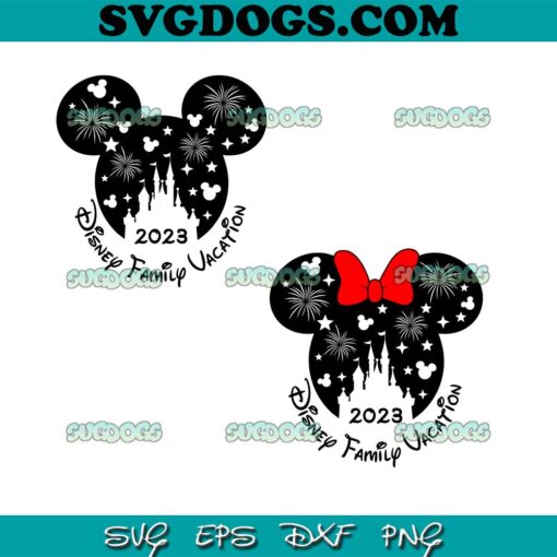 Mickey Castle Fireworks 2023 SVG, Disney Family Vacation 2023 SVG PNG EPS DXF