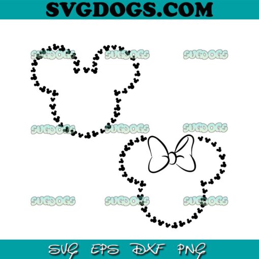 Mickey Minnie Ear Pattern SVG, Mickey Mouse SVG PNG EPS DXF