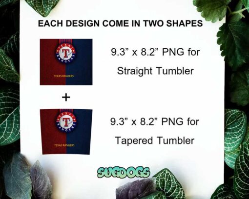 Texas Rangers MLB 20oz Tumbler Wrap PNG, Texas Rangers 20oz Skinny Tumbler PNG