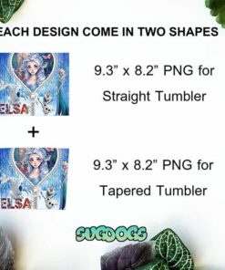 Elsa Christmas 20oz Skinny Tumbler PNG, Princess Christmas Tumbler Sublimation Design PNG Download 1