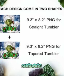 The Grinch 20oz Skinny Tumbler PNG, Grinch Christmas Tumbler Sublimation Design PNG Download