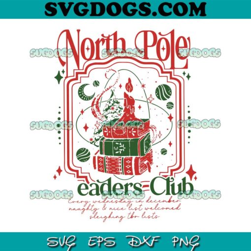 North Pole Readers Club Santa SVG, Bookish Christmas SVG PNG EPS DXF