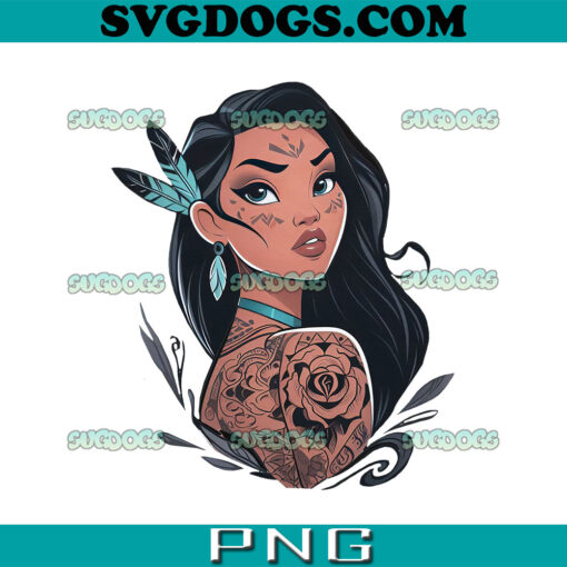 Pocahontas Princess Tattoo PNG, Pocahontas Rock Punk Tattoo PNG, Disney Princess PNG