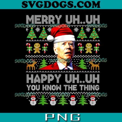 Santa Joe Biden Merry Uh Uh Christmas Ugly PNG