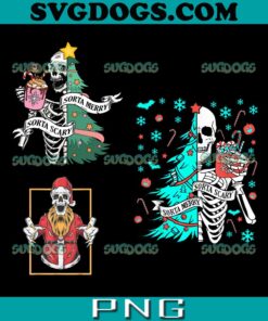 Sorta Merry Sorta Scary Skeleton Xmas Bundle PNG, Horror Santa PNG