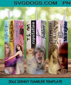 Taylor Version Album 20oz Skinny Tumbler PNG, Taylor Swift Tumbler Sublimation Design PNG Download