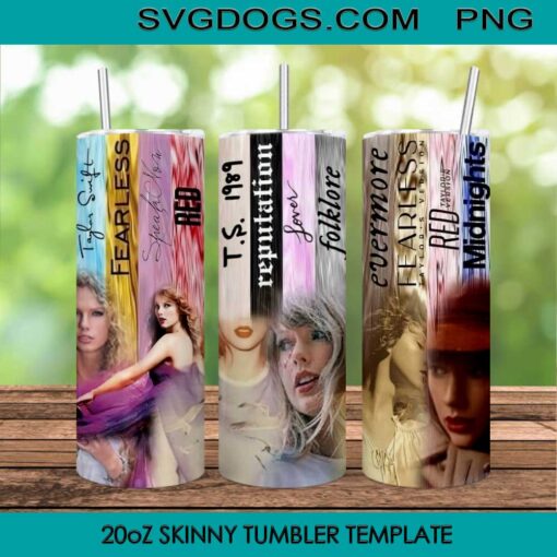 Taylor Version Album 20oz Skinny Tumbler PNG, Taylor Swift Tumbler Sublimation Design PNG Download